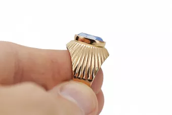 Žiedas Vintažinis stilius Akvamarinas Originalus 14k rožinio aukso vintage vrc127r